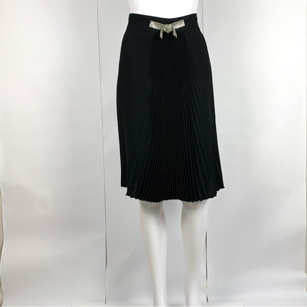 Bluemarine Pleated Front Jewel Knot Midi skirt Black - Picture 15 of 16